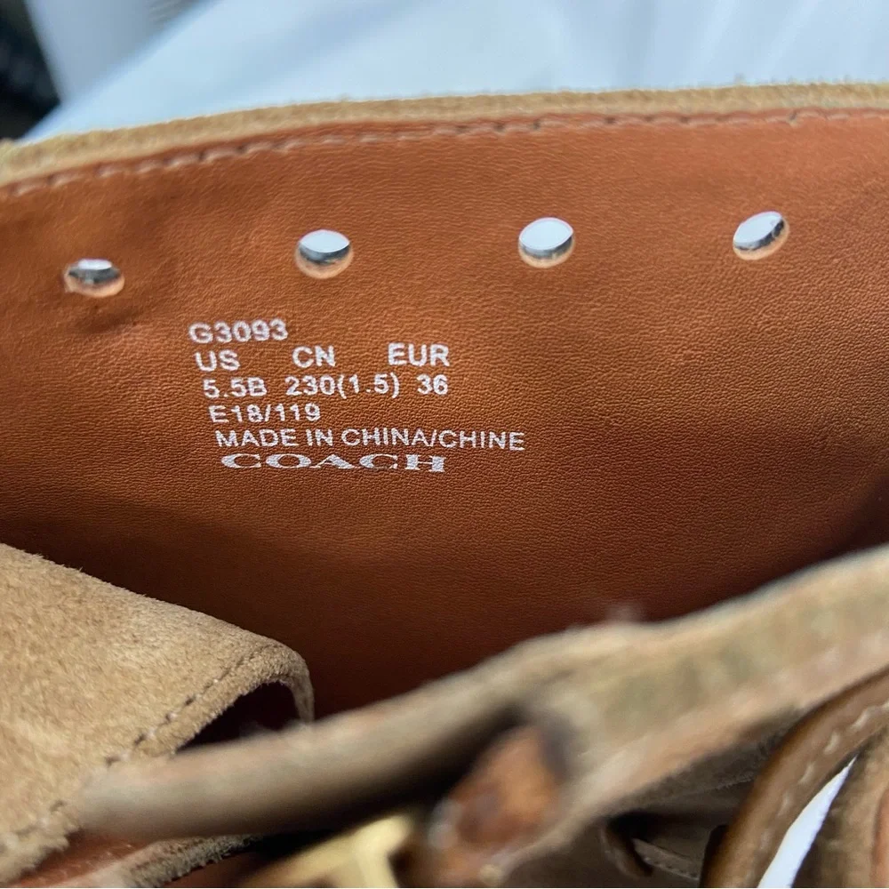 Coach Camel Suede Dean Lace Up Booties - Picture 6 of 10